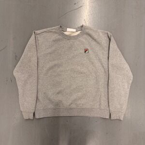 Fila Mens XL Gray Crewneck Sweatshirt Embroidered Logo Fleece Pullover 0374